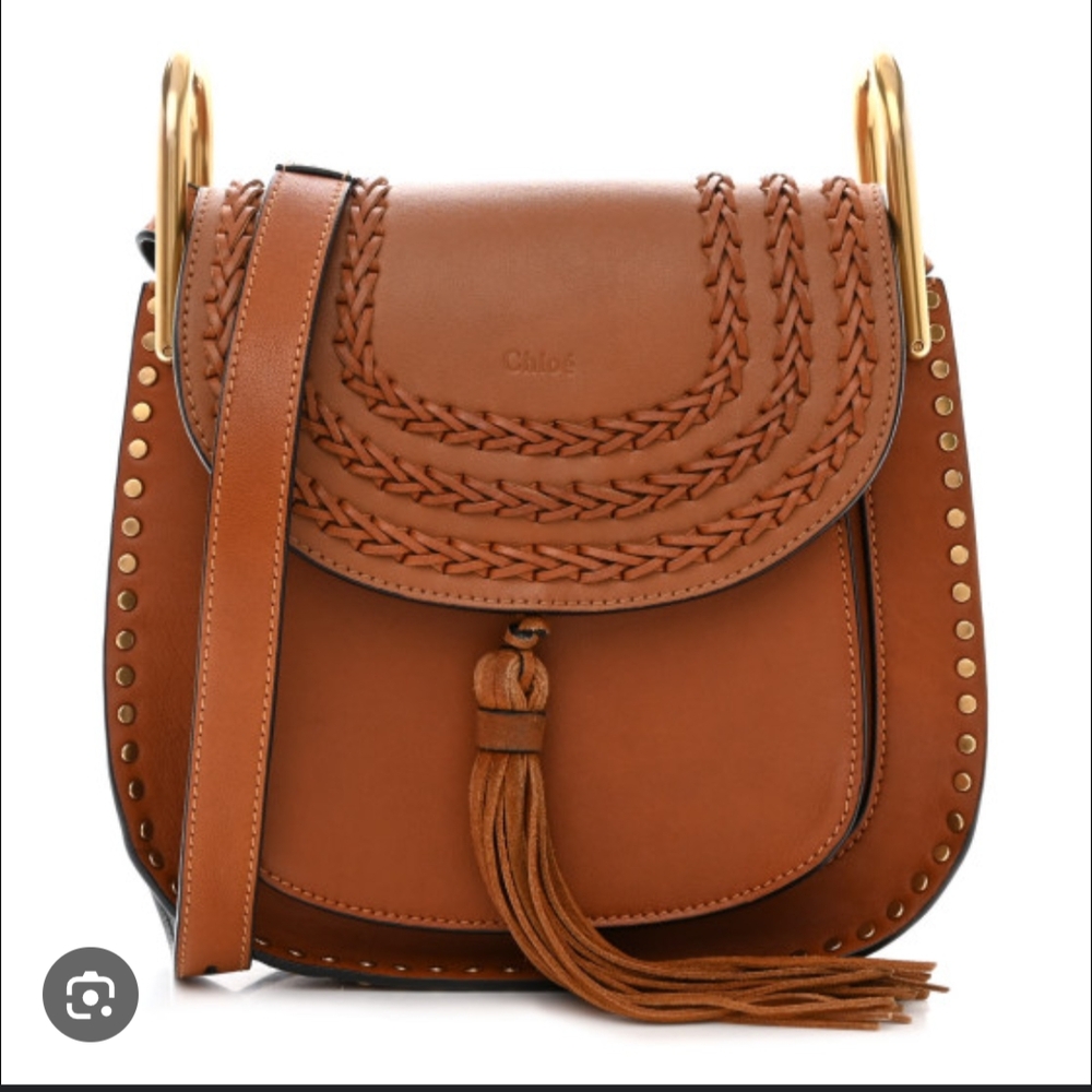 Chloe Tan Leather Crossbody Bag with Gold Accents